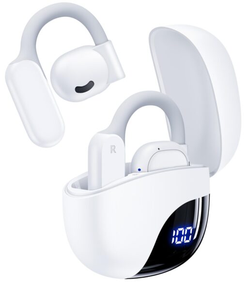 AI Translation Earbuds Real Time 163 Languages 80H Playtime Translator Ear Buds Audifonos Traductores Inglés Español Wireless Earphones Bluetooth Headphones for Travel Business Meeting Learning White