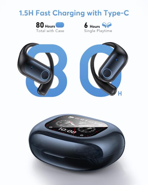 KOSERNT AI Translation Earbuds, Bluetooth 5.4 OWS Headphones with LCD Touch Screen, Real-Time Translator for 144 Languages & Accents, Perfect for Travel, Business & Learning, Royal Blue - Image 3