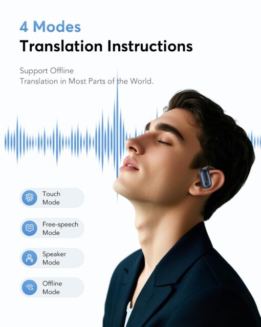 KOSERNT AI Translation Earbuds, Bluetooth 5.4 OWS Headphones with LCD Touch Screen, Real-Time Translator for 144 Languages & Accents, Perfect for Travel, Business & Learning, Royal Blue - Image 4